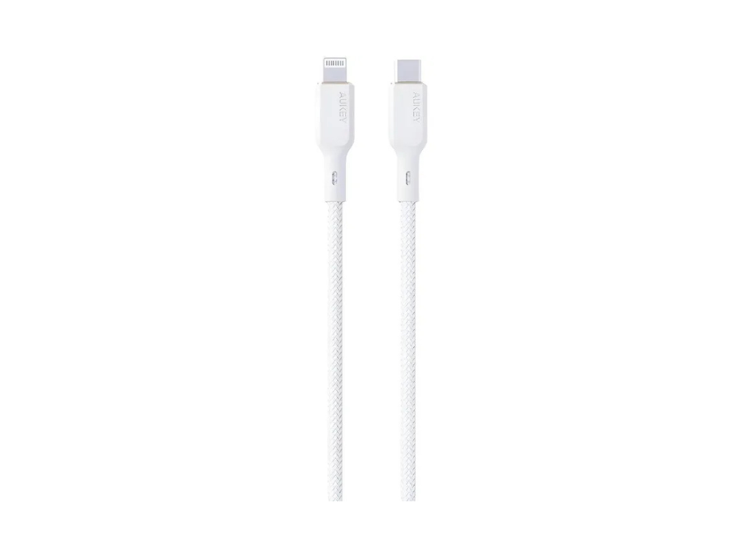 Buy Aukey Nylon Braided USB C to Lightning Cable 1m White in Qatar Buy Aukey Nylon Braided USB C to Lightning Cable 1m White in Qatar